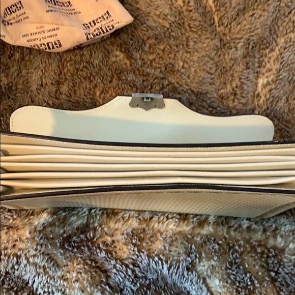 GUCCI × SEGA White Gold Accordion Bag Handbag Star Used  Gucci Guccy White leather clutch Sega limt edition